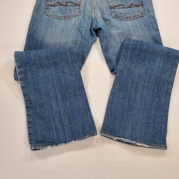 7 For All Mankind Jeans Boy Cut Womens Sz 29 Blue Denim Low Rise Bootcut USA VTG - Picture 15 of 16